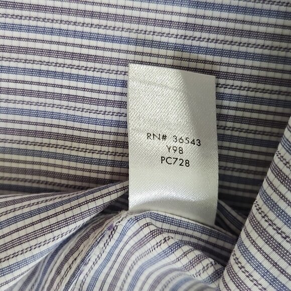 Calvin Klein Button Up Shirt Men's L Purple Stripes Pocket Long Sleeve EUC LN - Picture 4 of 15